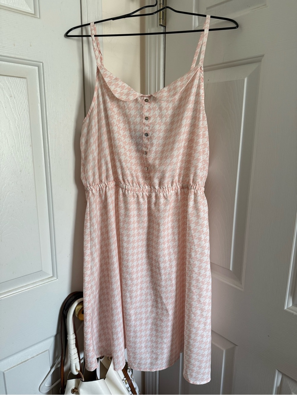 Kardashian Kollection Pale Pink Houndstooth Midi Dress
